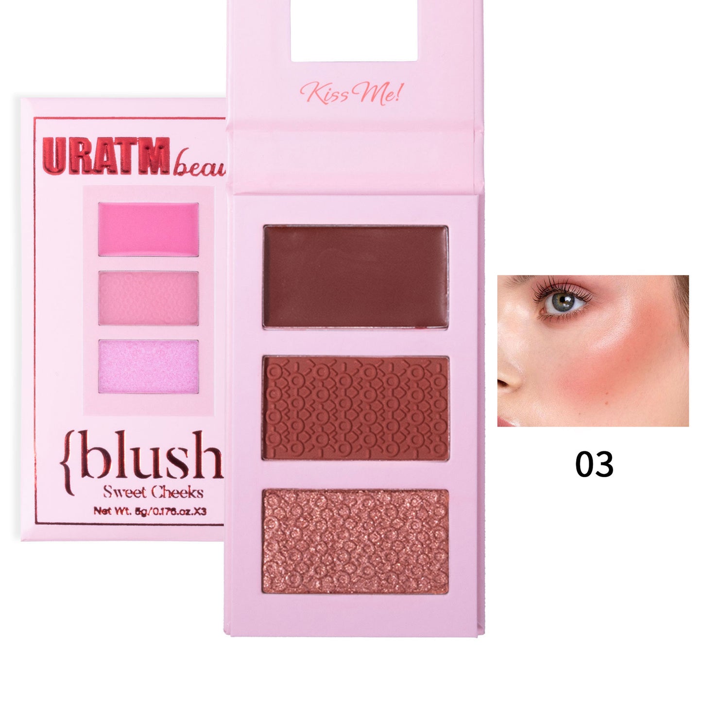 Three-color Highlight Blusher Plate Matte Shimmer Three-dimensional Repair