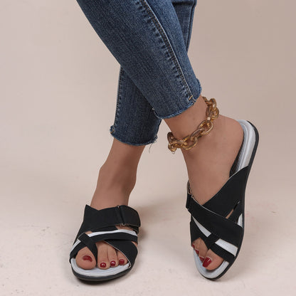 Crisscross PU Leather Open Toe Sandals