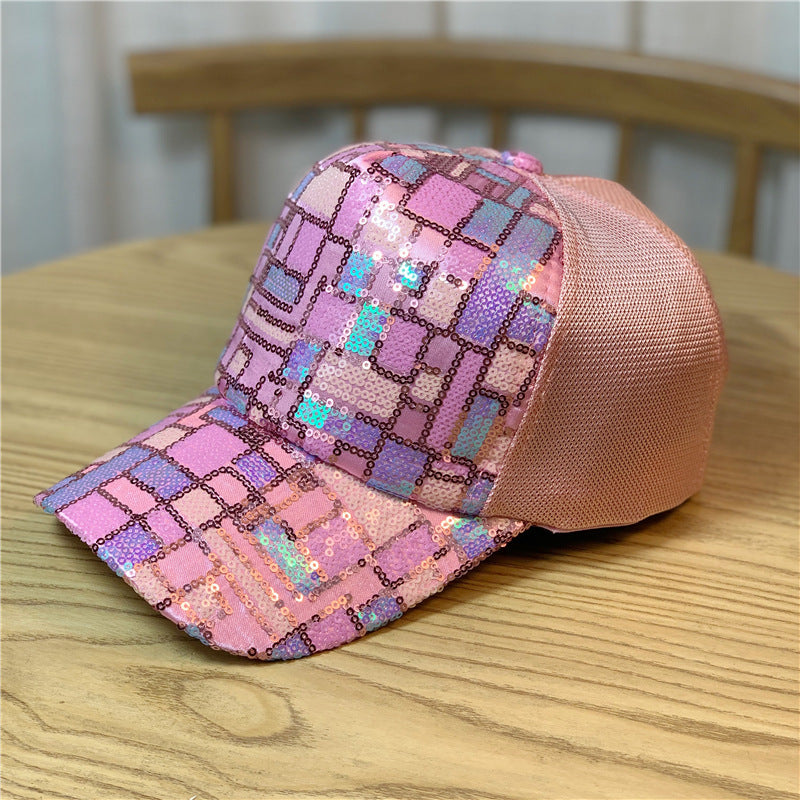 Women's Sequin Breathable Net Cap Ethnic Style Baseball Cap