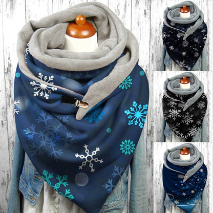 Women Scarf Winter Fashion Printing View Art Print Button Sz