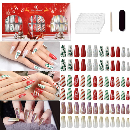 72-Piece Christmas Theme ABS Press-On Nails