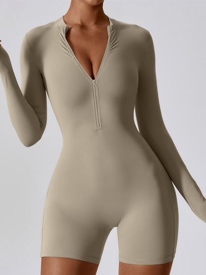 Half Zip Long Sleeve Active Romper