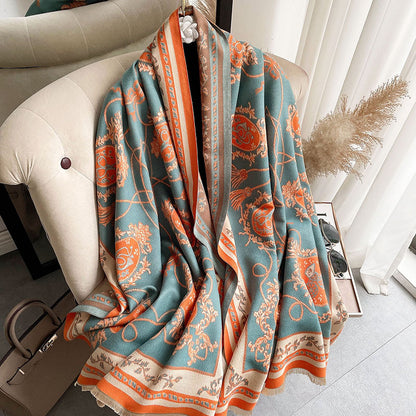 Japanese Patterned Cashmere Scarf For Women In Autumn And Winter