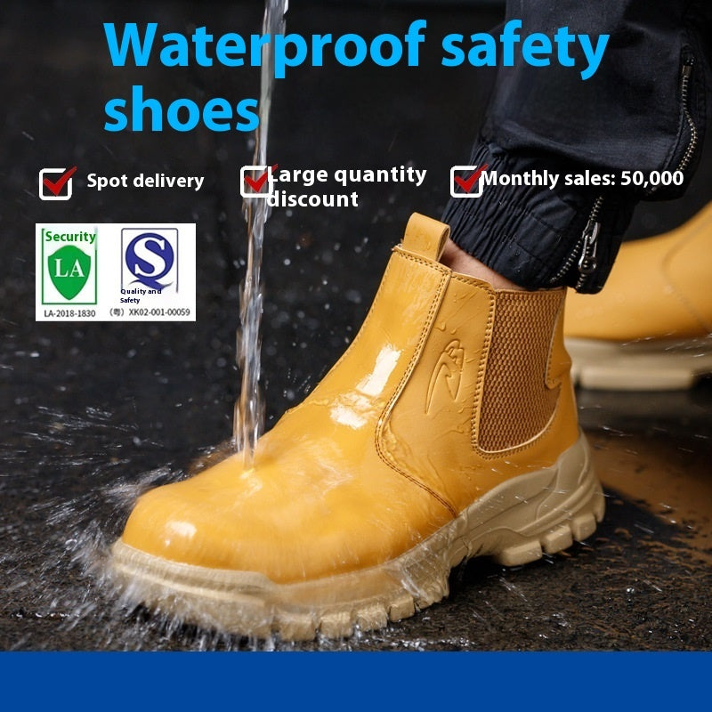 Anti-smashing And Anti-penetration Four Seasons Steel Toe Cap Waterproof Work Shoes