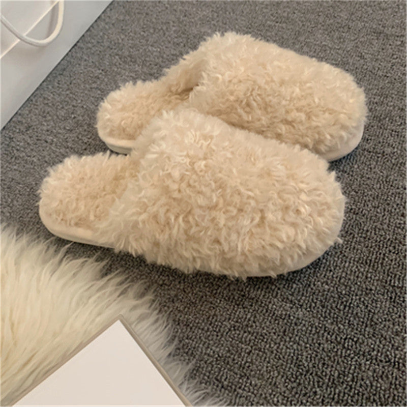 Korean Style Fashion Indoor Non-slip Student Plush Cotton Shoes Women