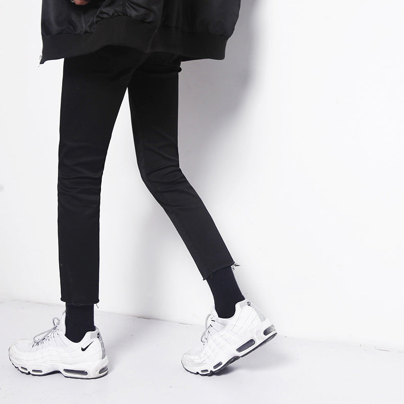 Mens Fashion Slim Fit Nine-quarter Jeans