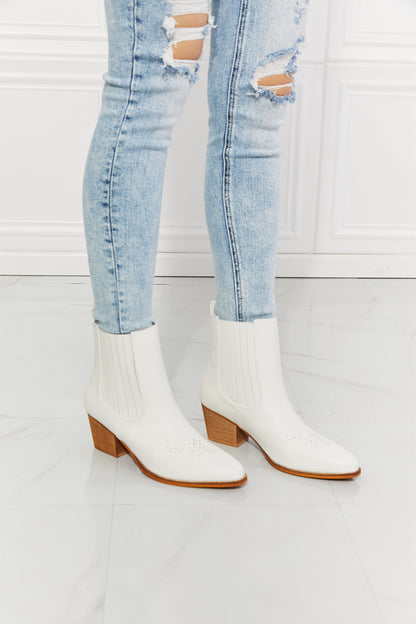 MMShoes Love the Journey Stacked Heel Chelsea Boot in White