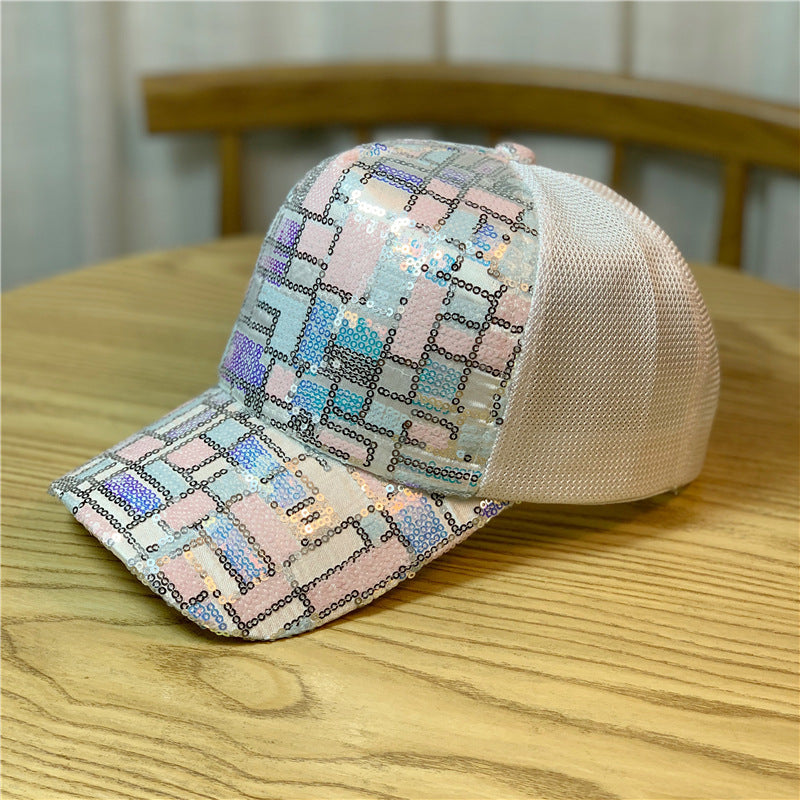 Women's Sequin Breathable Net Cap Ethnic Style Baseball Cap