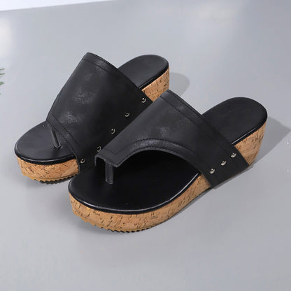 PU Leather Wedge Sandals