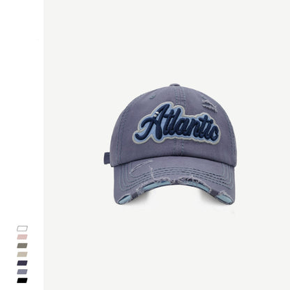 Fashion Retro Tattered Jeans Baseball Cap Letter Embroidered Peaked Cap