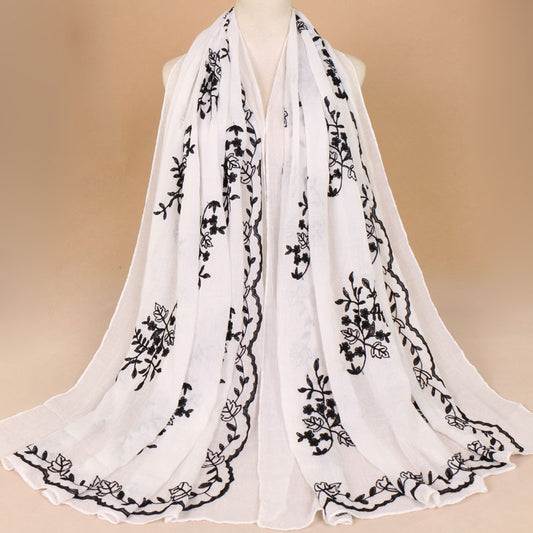 Cotton Embroidered Long Scarf For Indian Women