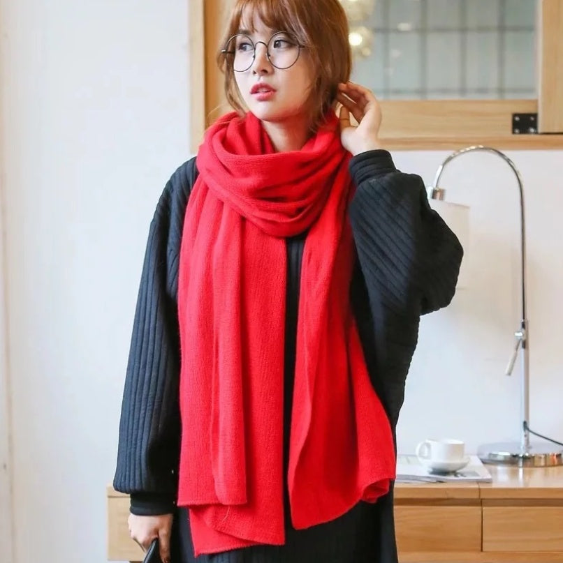 Scarf Female Winter Korean Version Of Knitted Wool  Cashmere Scarf Shawl Men And Women Solid Color Wild Collar