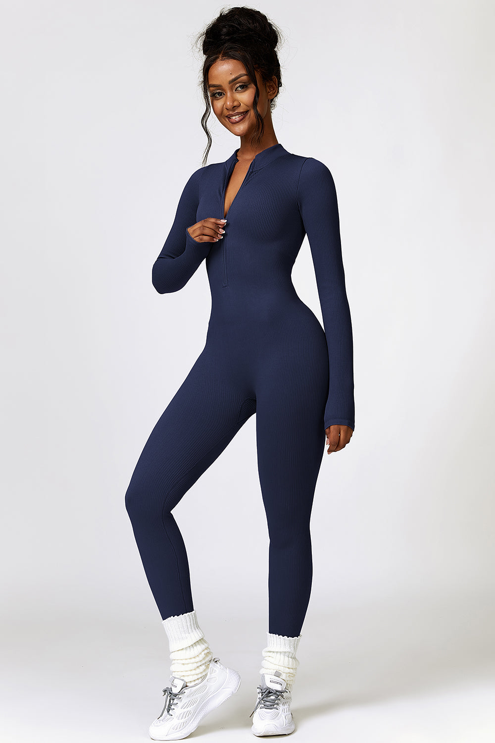 Half rits Langmou Aktiewe Jumpsuit