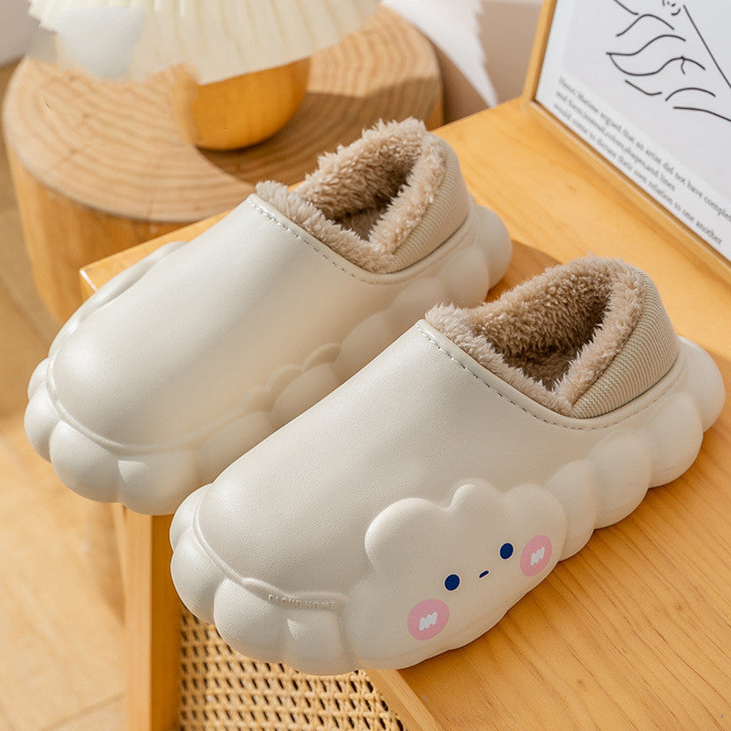 Cartoon Waterproof Cotton Slippers For Women In Winter