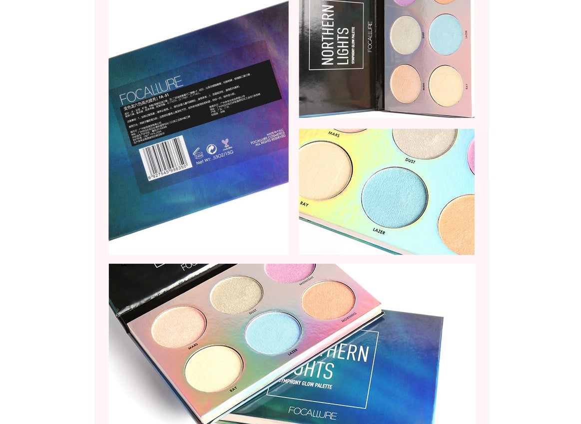 Focallure 6-Color Northern Lights Glow Bronzer Palette