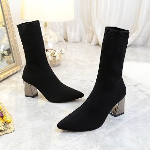 Sock Boots Women Pointed Toe High Heel Shoes Ladies