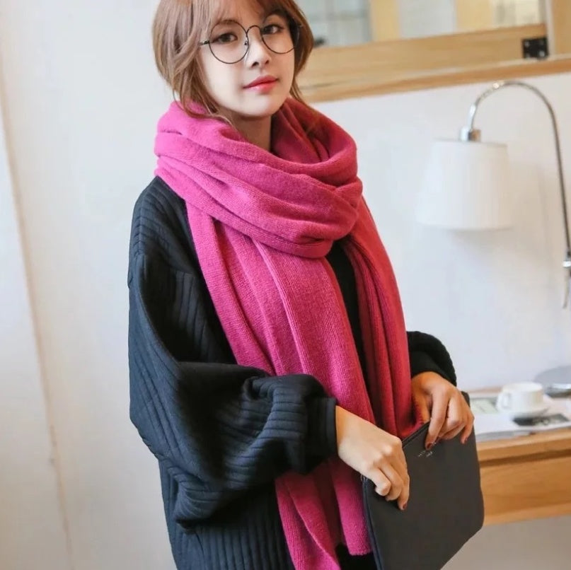 Scarf Female Winter Korean Version Of Knitted Wool  Cashmere Scarf Shawl Men And Women Solid Color Wild Collar