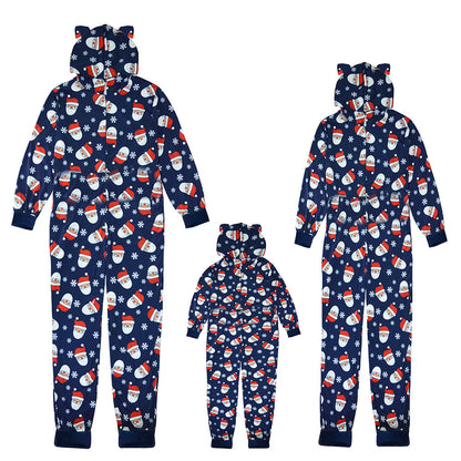 Christmas Family Matching Onesis Sleepwear Jumpsuit Santa Claus Long Sleeve Hooded Homewear Xmas Romper Nightwear For Kid Adults