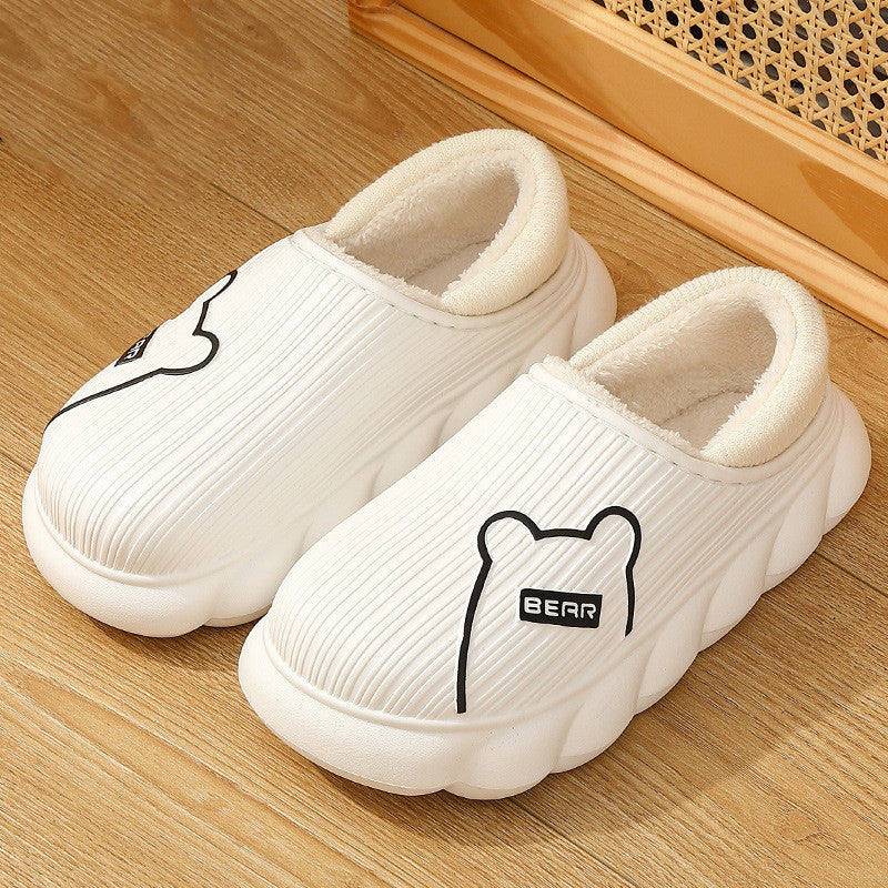 Cartoon Waterproof Cotton Slippers For Women In Winter