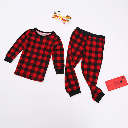 Christmas Plaid Printed Parent-child Wear Long Sleeve Pajamas