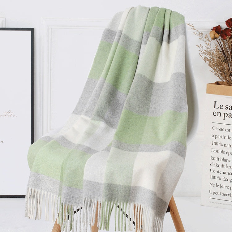 Wool Plaid Women Autumn And Winter Warm Scarf