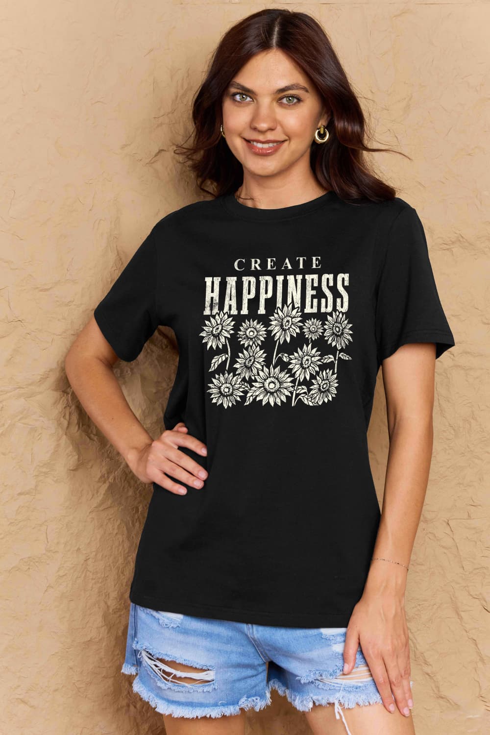 Simply Love Full Size CREATE HAPPINESS Graphic Cotton T-Shirt