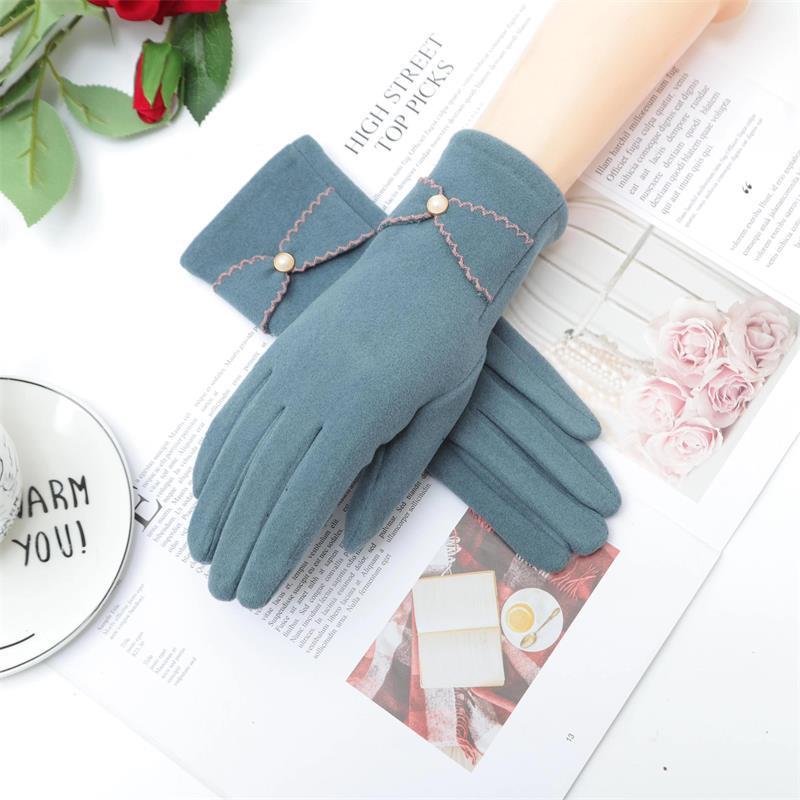 Deerskin Velvet Velvet Gloves Autumn And Winter Warm Essential Gloves Women's Riding Gloves