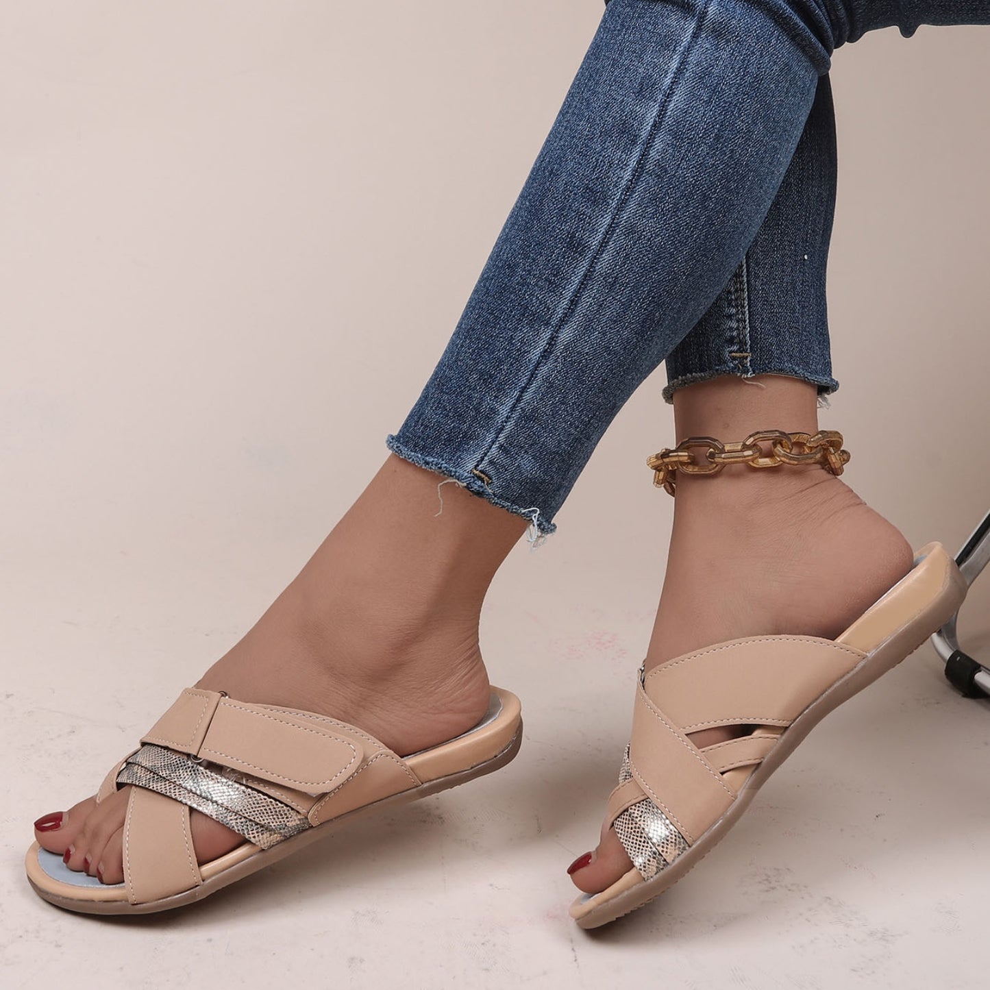 Crisscross PU Leather Open Toe Sandals