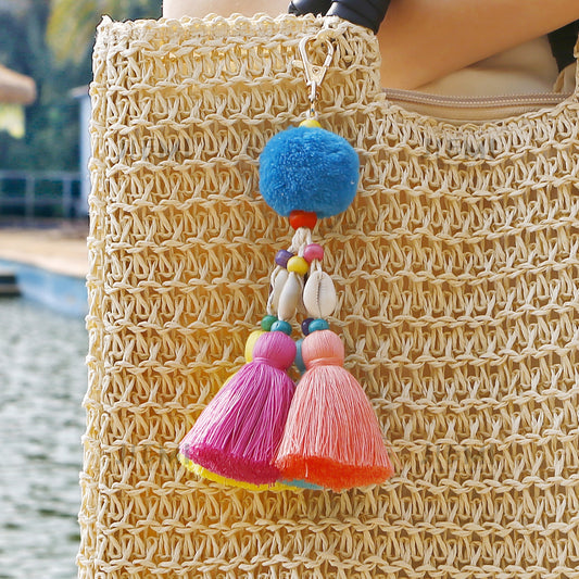 Cotton Thread Shell Key Chain with Tassel