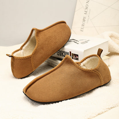 Soft Bottom Suede Ankle Wrap Cotton Slippers Women