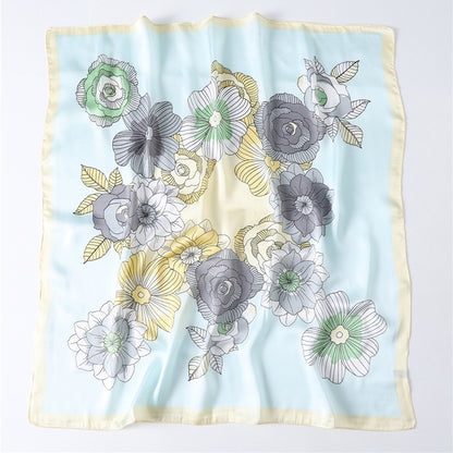 Silk Floral Pattern Silk Scarf Women Spring Summer New Square Scarf