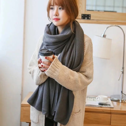 Scarf Female Winter Korean Version Of Knitted Wool  Cashmere Scarf Shawl Men And Women Solid Color Wild Collar