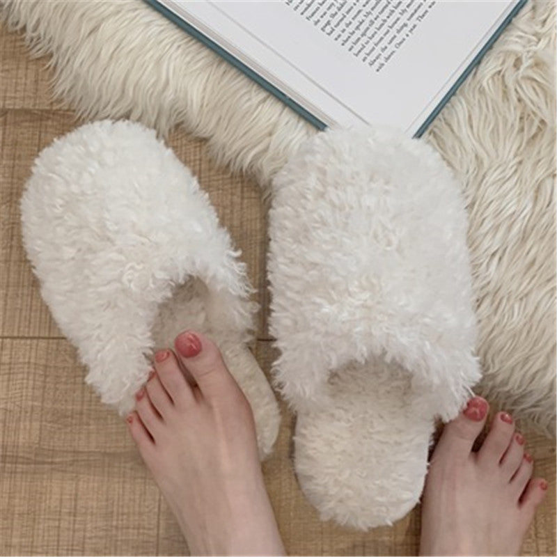 Korean Style Fashion Indoor Non-slip Student Plush Cotton Shoes Women