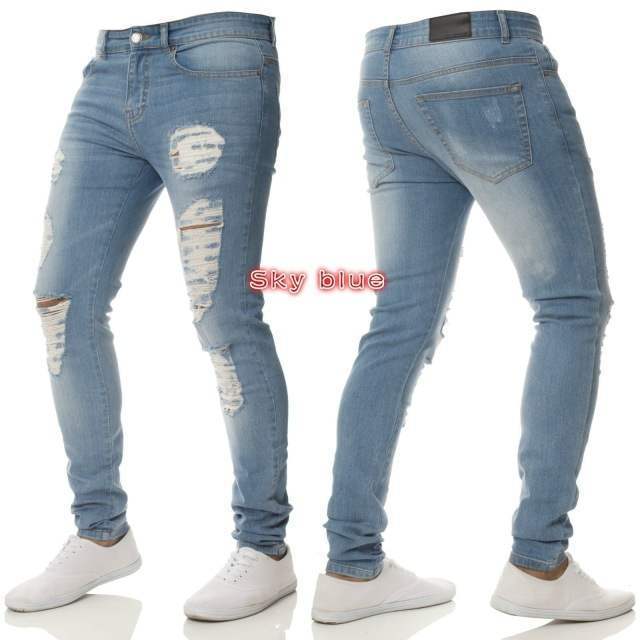 Broek Jeans Vir Mans Broeke Lente Plussize Blou grys