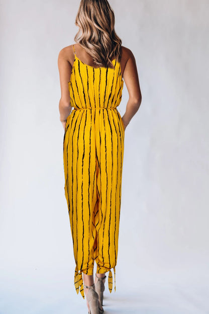 Gestreepte Kontras Das Enkel Spaghetti Strap Jumpsuit