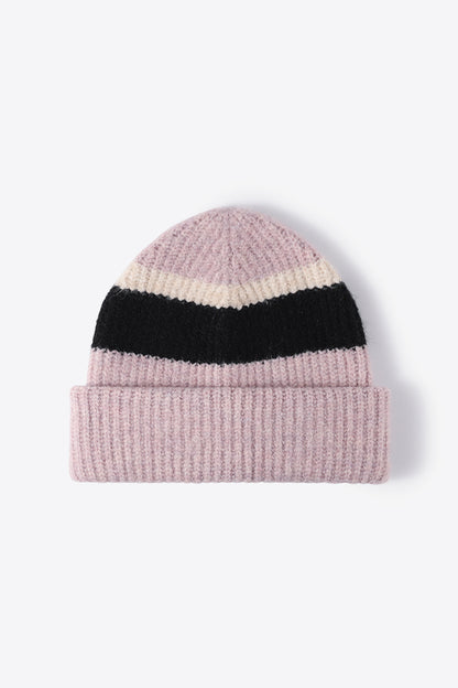 Tricolor Cuffed Knit Beanie