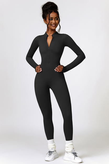 Half rits Langmou Aktiewe Jumpsuit