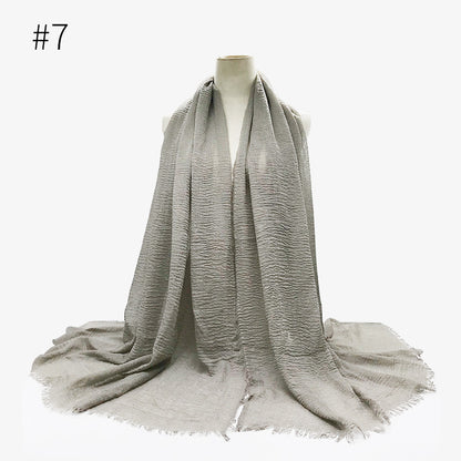 Bubble plain Scarf / cotton scarf fringes women soft solid hijab popular muffler shawls big Pashmina wrap hijab