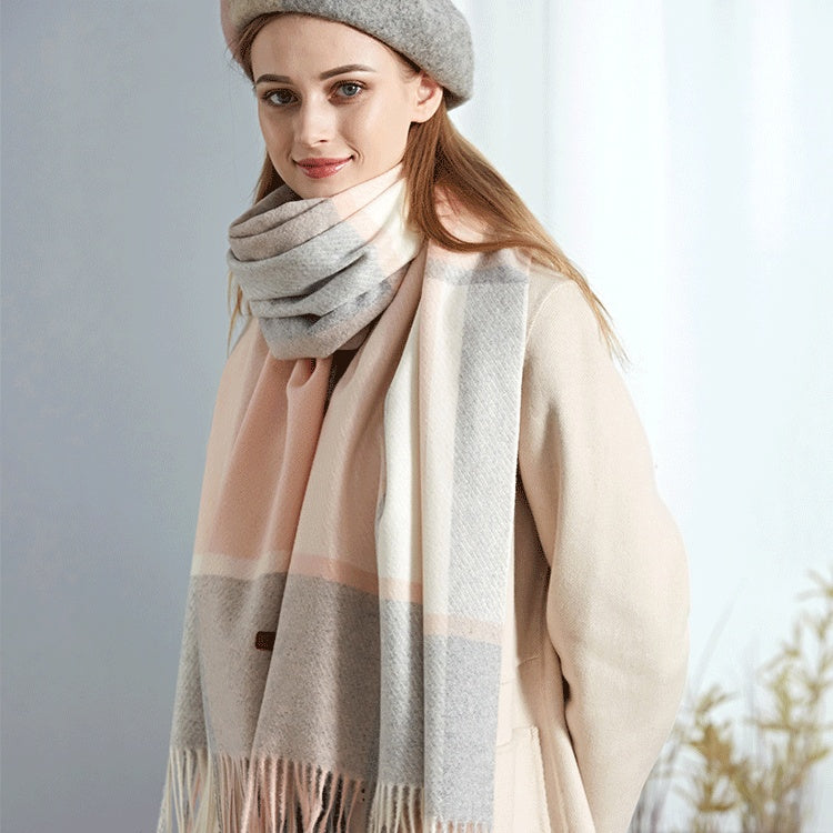 Wool Plaid Women Autumn And Winter Warm Scarf