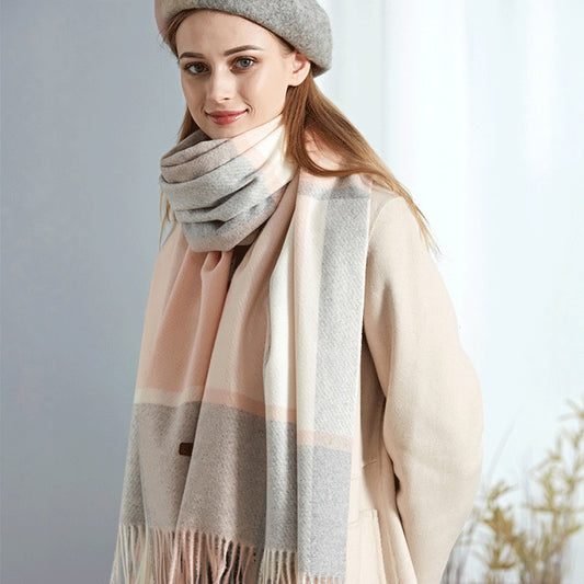 Wool Plaid Women Autumn And Winter Warm Scarf