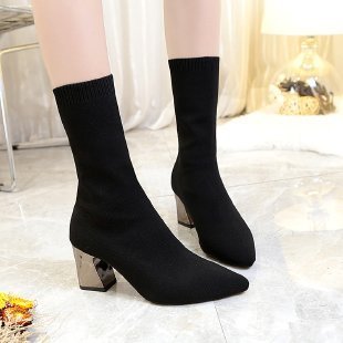 Sock Boots Women Pointed Toe High Heel Shoes Ladies