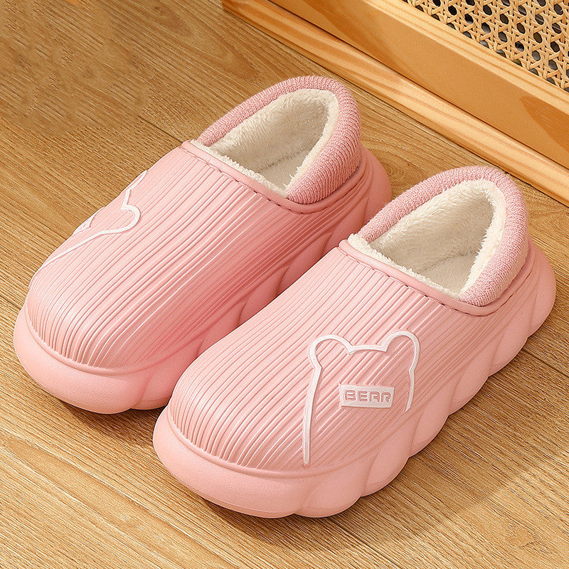 Cartoon Waterproof Cotton Slippers For Women In Winter