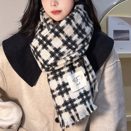 Korean Style Plaid Scarf Winter Women