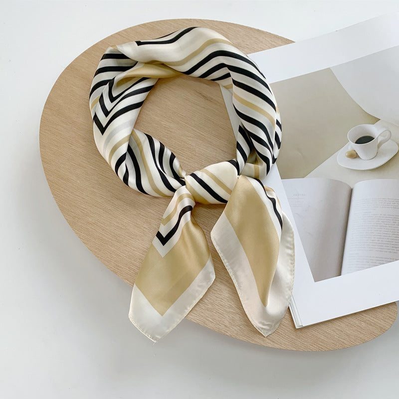 Silk Scarf New Black And White Checkerboard Scarf Women