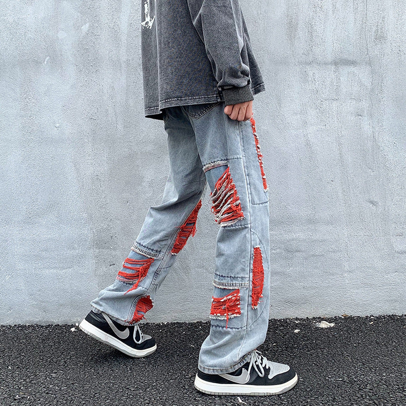 Mans vintage los geskeurde en verslete jeans
