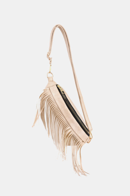 Fringed PU Leather Sling Bag