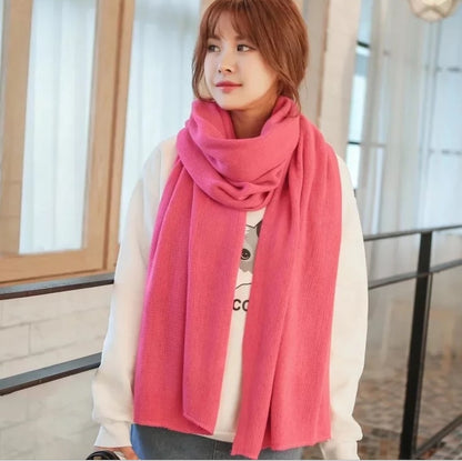 Scarf Female Winter Korean Version Of Knitted Wool  Cashmere Scarf Shawl Men And Women Solid Color Wild Collar