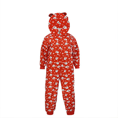 Christmas Family Matching Onesis Sleepwear Jumpsuit Santa Claus Long Sleeve Hooded Homewear Xmas Romper Nightwear For Kid Adults