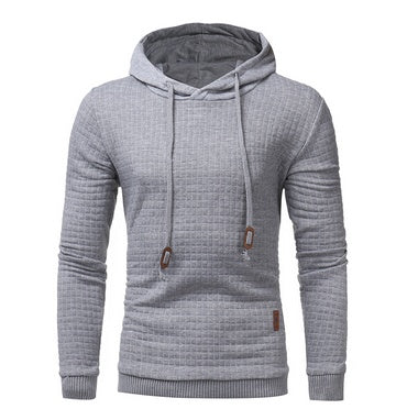 fo Square Pattern Quilted Classic  Men's  Casual Hoodies Men