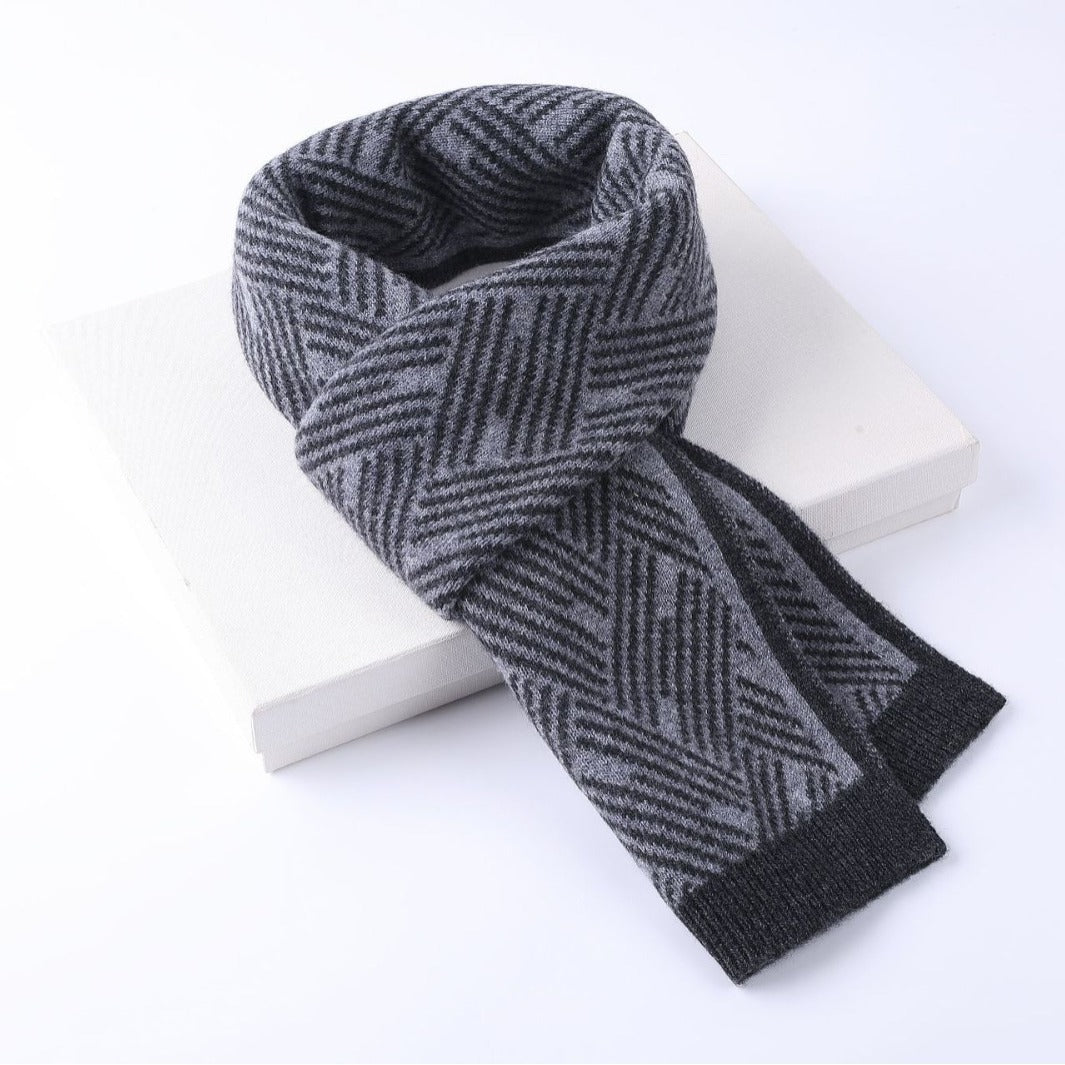 Knitted 100 Pure Wool Scarf For Men And Women Winter Korean Style Atmosphere